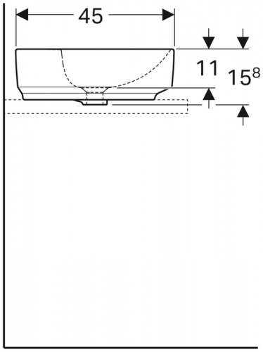 Накладная раковина Geberit VariForm эллиптической формы, с полкой для отверстия под смеситель: B=60см, T=45см, Отверстие под смеситель=По центру, Перелив=На виду, Белый