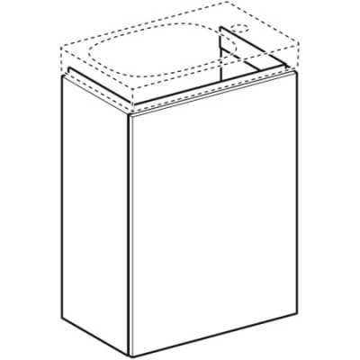 Шкафчик для раковины Geberit Acanto, с одной дверью и сифоном: B=39.5см, H=53.5см, T=24.5см, черный / лакированный матовый, черный / глянцевое стекло