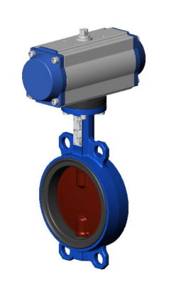 Затвор дисковый VPI4448-N03EP DN 40 PN16, межфланцевый, Tecfly с пневмоприводом 2х стороннего действия, корпус и диск ковкий чугун, манжета EPDM, Tecofi