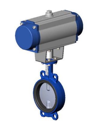 Затвор дисковый VPI4449-N07EP DN 65 PN16, межфланцевый, Tecfly с пневмоприводом одностороннего действия, корпус ковкий чугун, диск нержавеющая сталь, манжета EPDM, Tecofi