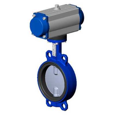 Затвор диск. межфл. Tecfly DN40 PN16, с пневмоприводом 2х стороннего действия, корпус и диск ковкий чугун, манжета  EPDM, Tecofi