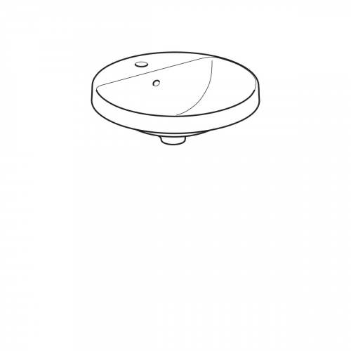Встраиваемая раковина Geberit VariForm круглой формы, с полкой для отверстия под смеситель: D=48см, Отверстие под смеситель=По центру, Перелив=На виду, Белый