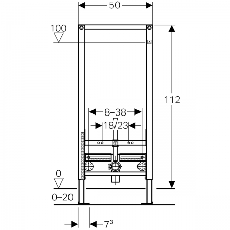 Инсталляция Duofix для биде, 112 см, универсальная: 50x10см, Geberit