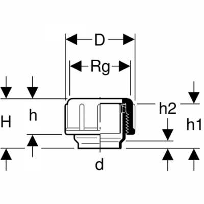 Резьбовой штуцер PE с заглушкой: d=63мм, D=9см, H=6.8см, Черный, Geberit