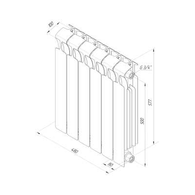 Радиатор биметаллический Rifar Monolit 3/4 500/6 Сапфир