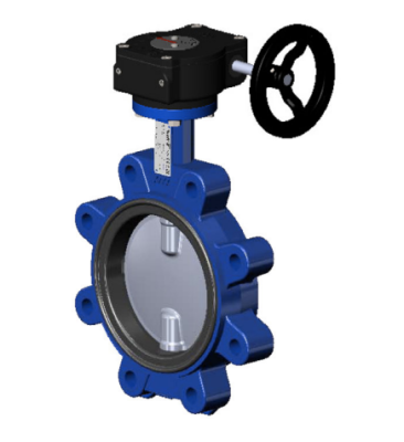 Затвор дисковый VPI464916-08EP PN16 DN 300 поворотный с резьбовыми проушинами Tecfly с механическим редуктором, корпус ковкий чугун, диск нержавеющая сталь, манжета EPDM, Tecofi