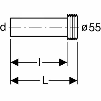 Удлинитель колена смыва Geberit, с манжетой: d=45мм, L=18.5см, Черный, Geberit