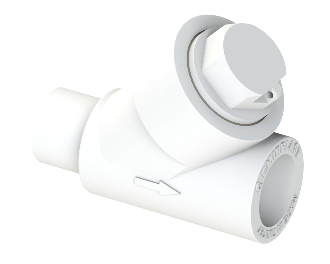 45° фильтр PP ВН пластиковый Dу 20x1/2” - белый, никелированный, SPL-EmirPlast