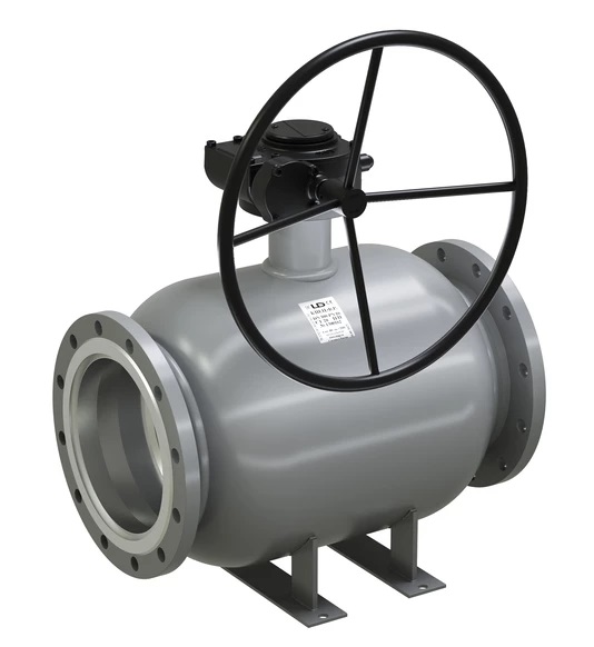 LD Кран шаровый цельносварной, фланцевый, с редуктором Dn 250 c эффективным диаметром 200мм, PN 25, неполный проход с корпусом из стали 20 (КШ.Ц.Ф.Р.250/200.025.Н/П.02)