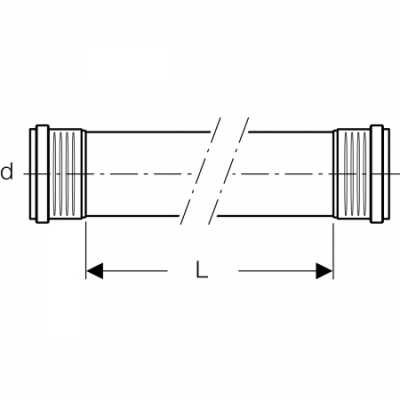 Труба Geberit Silent-PP с двумя раструбными муфтами: d=110мм, L=150см
