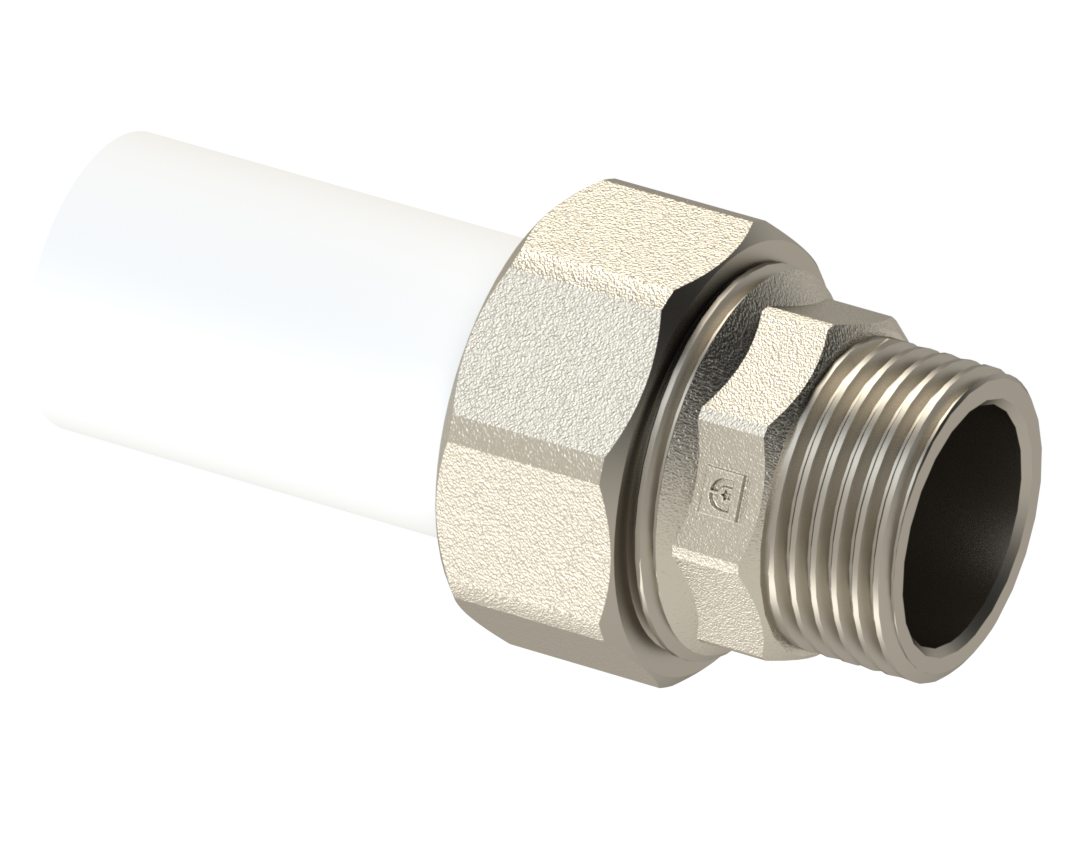 Американка трубная PP НР Dу 25X1/2'' - белый, никелированный, SPL-EmirPlast