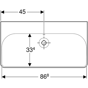 Раковина Geberit Smyle Square: B=90см, T=48см, Отверстие под смеситель=Без, Перелив=На виду, Белый