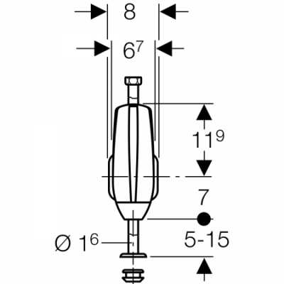 Система электронного управления смывом писсуара Geberit, питание от батарей, подвод воды сверху: Матовый хром