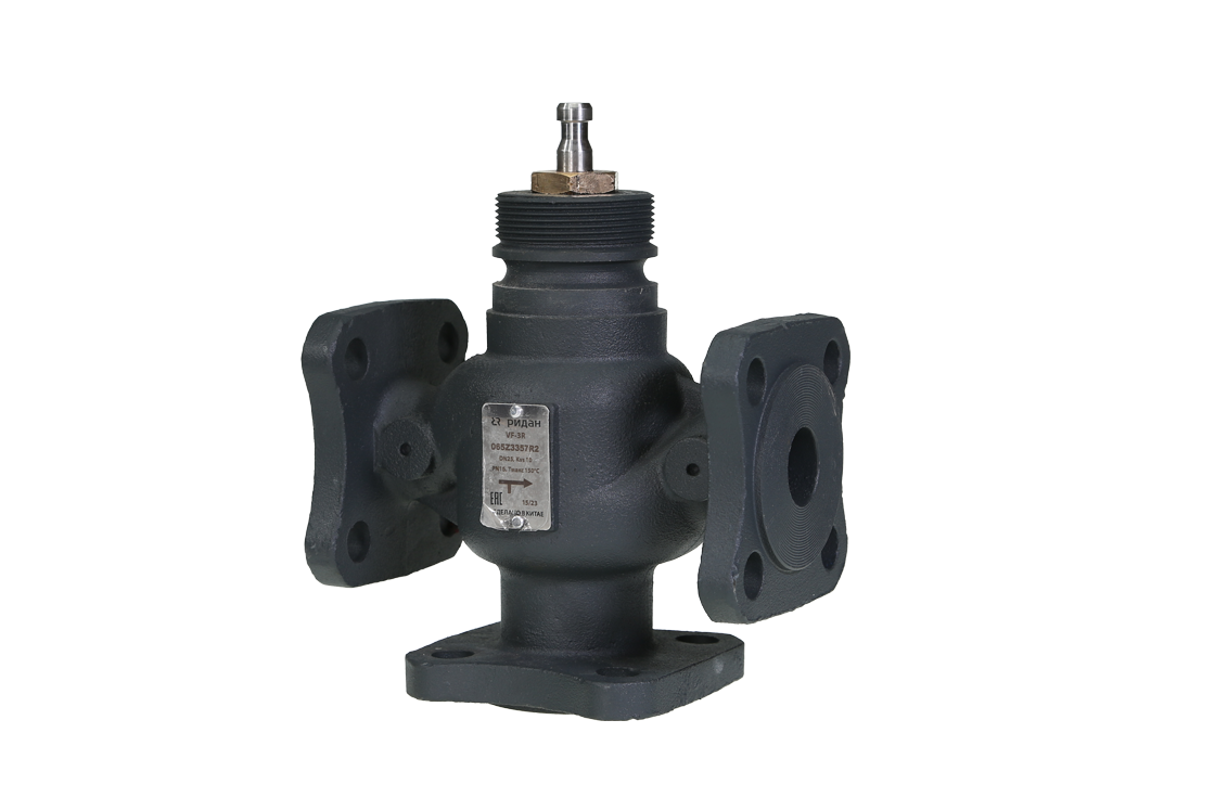 Трехходовой регулирующий клапан VF-3R DN 32 PN 16, Kvs  16 м³/ч, фланцевый, корпус-чугун, Ридан