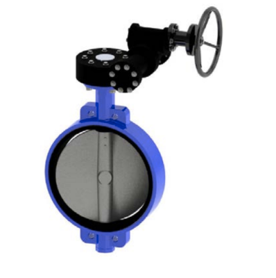 Затвор дисковый VPE4449-08EP PN16 DN 450 поворотный межфланцевый с механическим редуктором и фланцем под привод, корпус ковкий чугун, диск нержавеющая сталь, манжета EPDM, Tecofi