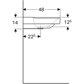 Раковина Geberit Xeno²: B=120см, T=48см, Отверстие под смеситель=По центру, Перелив=Без, Белый / Специальное керамическое покрытие KeraTect