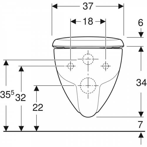 Комплект подвесного унитаза Geberit Renova, Rimfree, с сиденьем: T=54см, Функция плавного опускания=Да, Быстроразъемные петли=Да, Крепление=Сверху, Белый