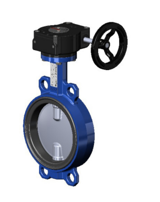 Затвор дисковый VPI4449-08NI DN 40 PN16, поворотный межфланцевый, Tecfly с механическим редуктором, корпус ковкий чугун, диск нержавеющая сталь, манжета Нитрил, Tecof