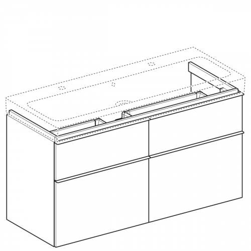 Шкафчик для раковины Geberit iCon, с четырьмя выдвижными ящиками: B=119см, H=62см, T=47.7см, Белый / Высокоглянцевое покрытие