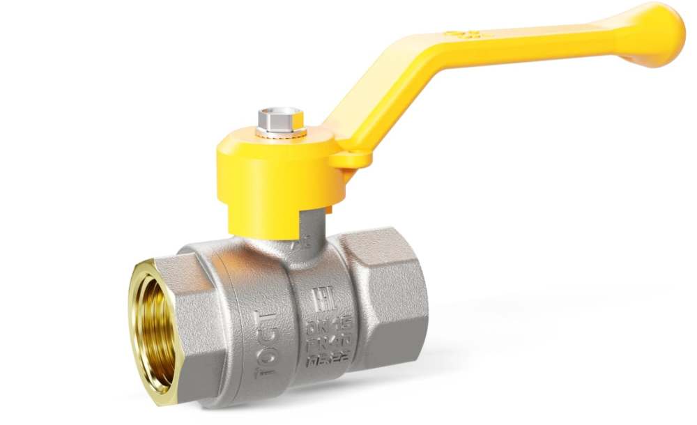 Кран шаровой латунный Pride 47.50.В-В.Р GAS DN50 PN25, газовый, внутренняя-внутренняя резьба, рычаг стальной, LD