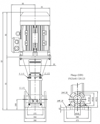 Насос вертикальный многоступенчатый SB 120-50 (k) HUBV 55kW
