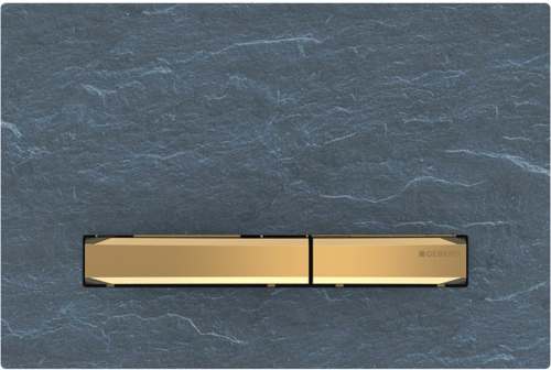 Смывная клавиша Geberit Sigma50, для двойного смыва, цвет металлический латунь: латунь, сланец Mustang