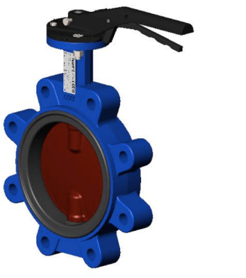 Затвор дисковый поворотный Tecfly VPG464816-02EP, DN300 PN16, межфланцевый, с резьбовыми проушинами, с ручкой, корпус и диск ковкий чугун, манжета EPDM, Tecofi
