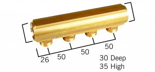 Латунный коллектор под евроконус, 1" - 2x3/4"НР