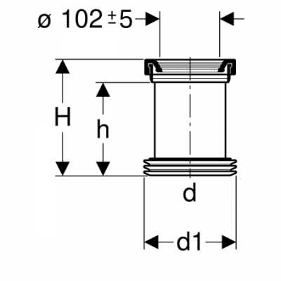 Соединительный патрубок Geberit с манжетой и манжетными уплотнениями: d=110мм, d1=120-125мм, Черный