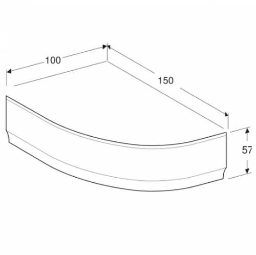 Передняя обшивка Geberit Renova для асимметричной ванны, правая: L=150см, H=57см, T=100см, Белый