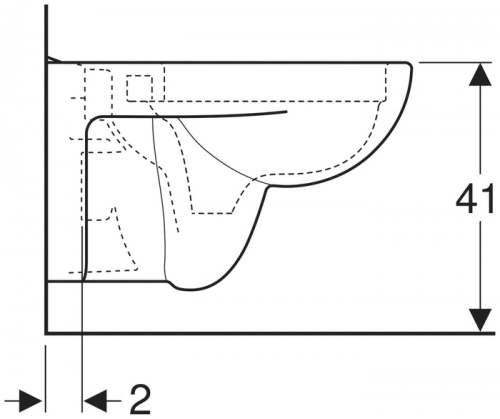 Подвесной унитаз вертикальный смыв Geberit Renova Plan, Rimfree: T=54см, Белый