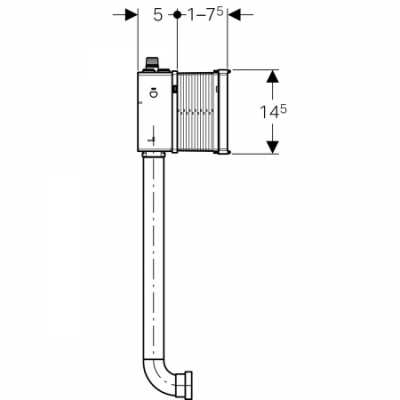 Монтажный комплект Geberit с коленом смыва и удлинителем колена смыва, для системы управления смывом писсуара Basic