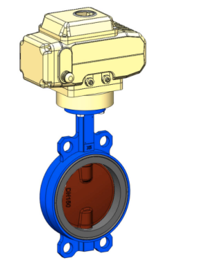 Затвор дисковый VPI4448-N04EP DN 40 PN16, поворотный межфланцевый, с электрическим приводом Nutork, 3Ф-400V, корпус и диск ковкий чугун, манжета EPDM, Tecofi