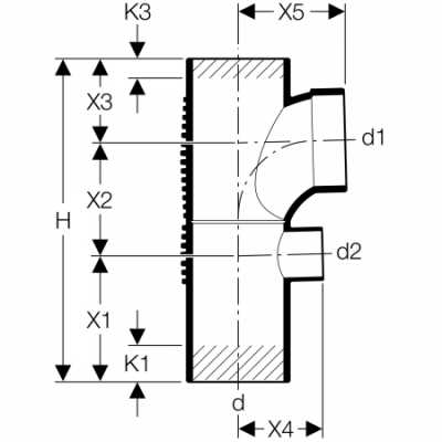 Крестовина односторонняя комбинированная Silent-db20 88,5°: d=90мм, d1=90мм, d2=56мм, Geberit