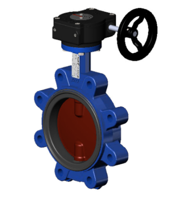 Затвор дисковый VPI464816-08EP PN18 DN 300 поворотный с резьбовыми проушинами Tecfly с механическим редуктором, корпус и диск ковкий чугун, манжета EPDM, Tecofi
