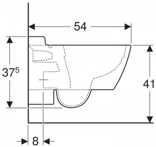 Подвесной унитаз вертикальный смыв Geberit Xeno², закрытая форма, Rimfree: T=54см, Белый / Специальное керамическое покрытие KeraTect
