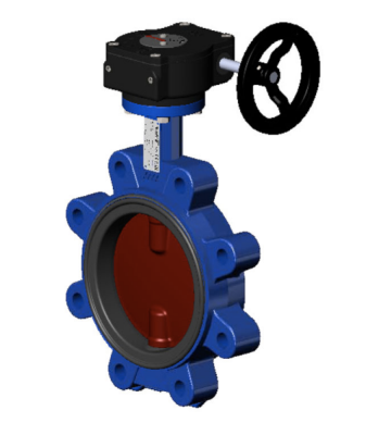 Затвор дисковый VPI4648-08EP PN10 DN 250 поворотный с резьбовыми проушинами Tecfly с механическим редуктором, корпус и диск ковкий чугун, манжета EPDM, Tecofi