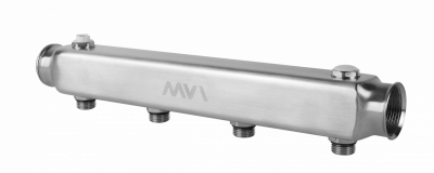 Коллектор из нерж. стали MVI, м/ц расстояние 100мм, 1 1/4"x1/2" PN16 4 выхода