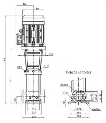 Насос вертикальный многоступенчатый SB 32-90 (k) HUBV 18,5kW
