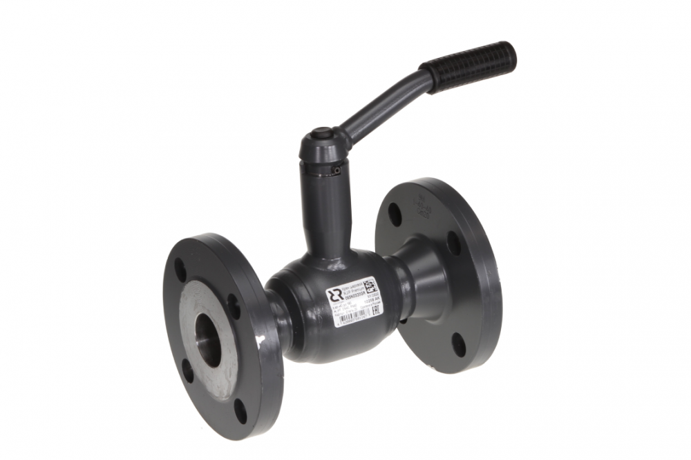 Шаровой кран RJIP Premium FF DN 25 PN 40  Т= 200 °С, фланцевый, стандартный проход, с рукояткой, корпус-углеродистая сталь, Ридан